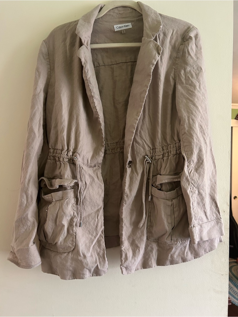 Calvin Klein Women's Beige Utility Jacket with Drawcord Waist